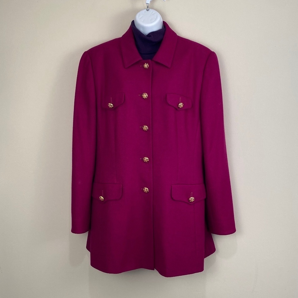 Vintage 80's Escada Margaretha Ley Cashmere Silk Blend Fuchsia Blazer